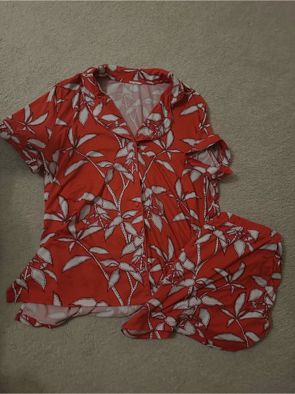 Mason Grey Red Tropical Print Pajama Set
